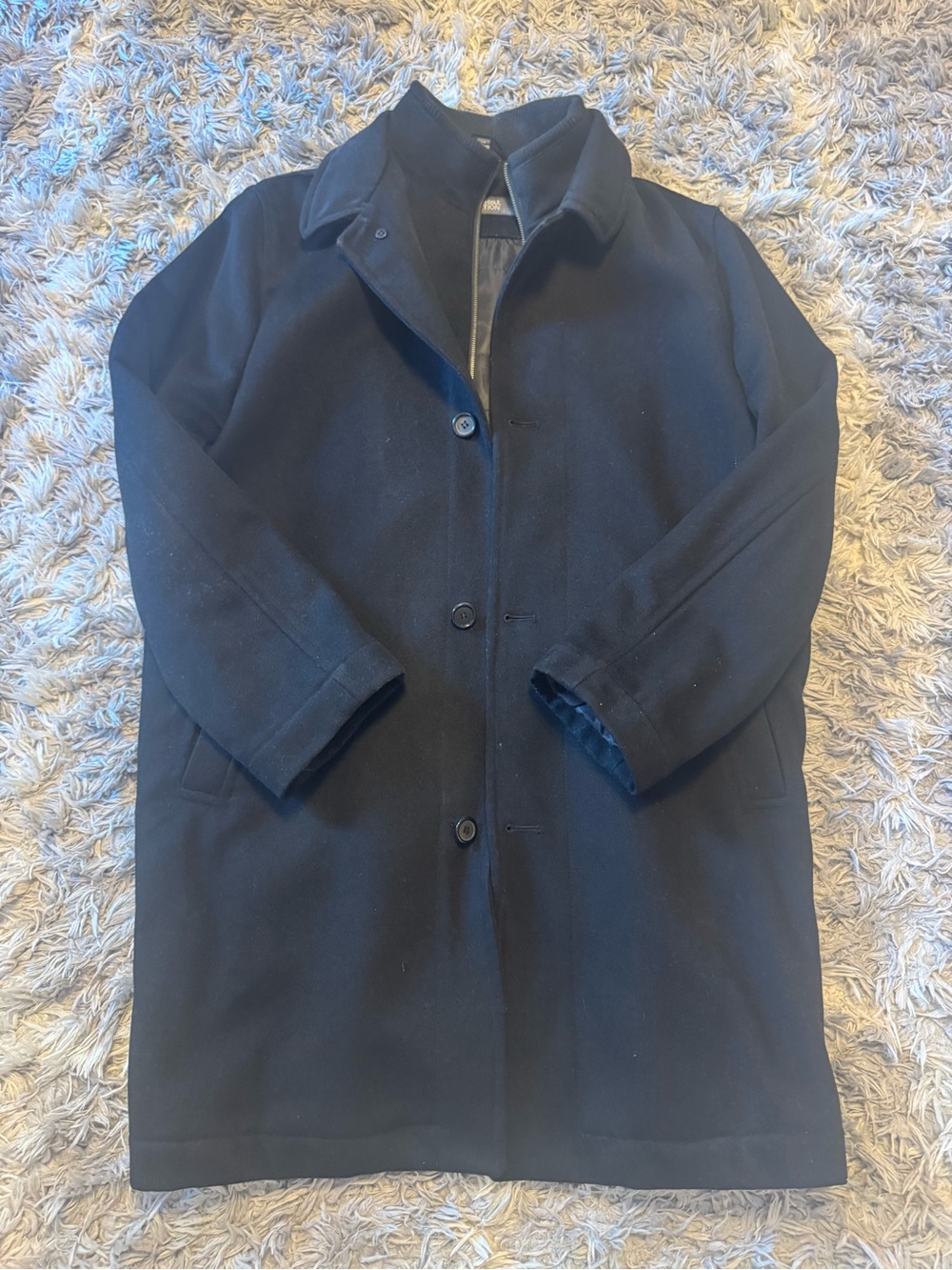 Kenneth Cole Reaction Men’s Black Wool Blend Overcoat Car Coat LT 42-44 Tall